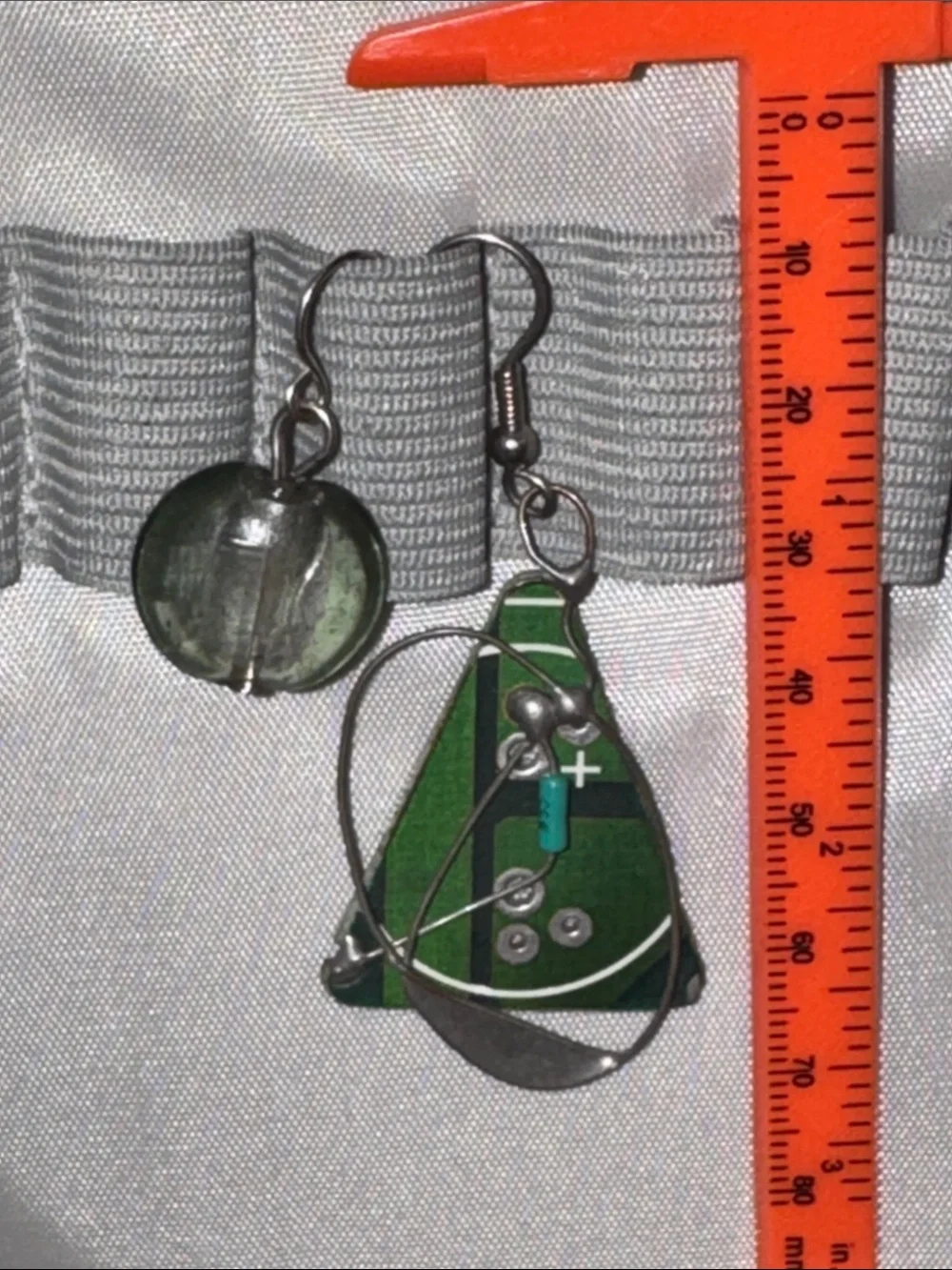 Green Circuit Board Teardrop and sea green Vintage married earrings - Unbranded